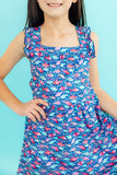 Fish in the Sea Ruffle Cross Back Dress - Aaria Tees Aaria Tees