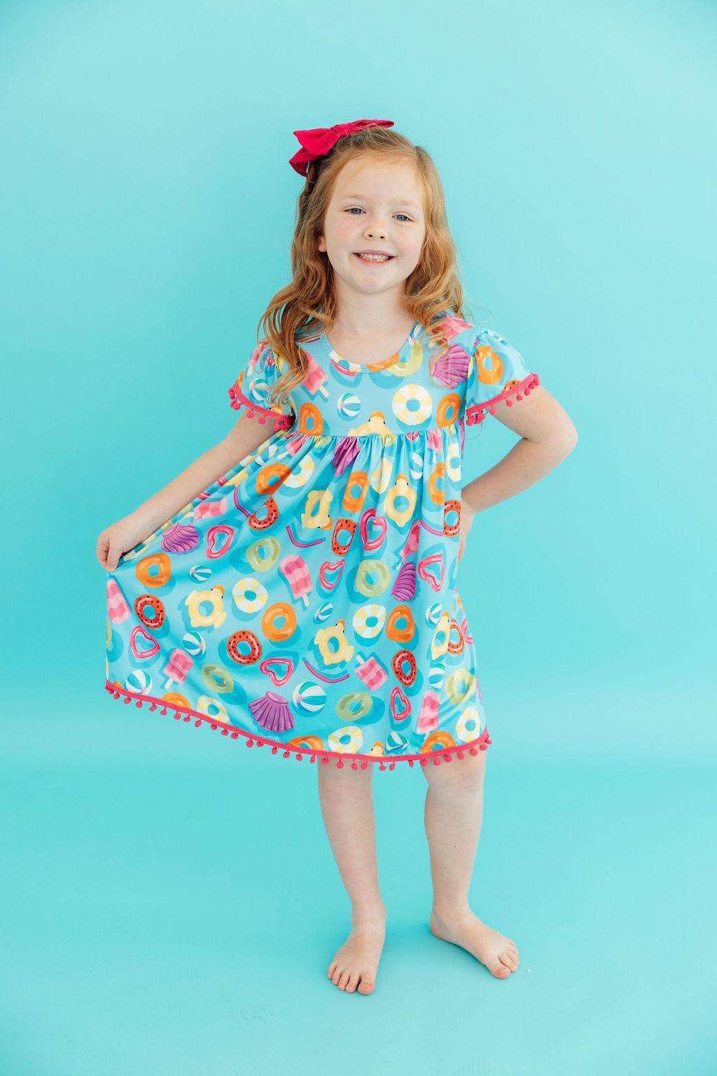 Fun Floaties Pom Pom Dress - Aaria Tees Aaria Tees