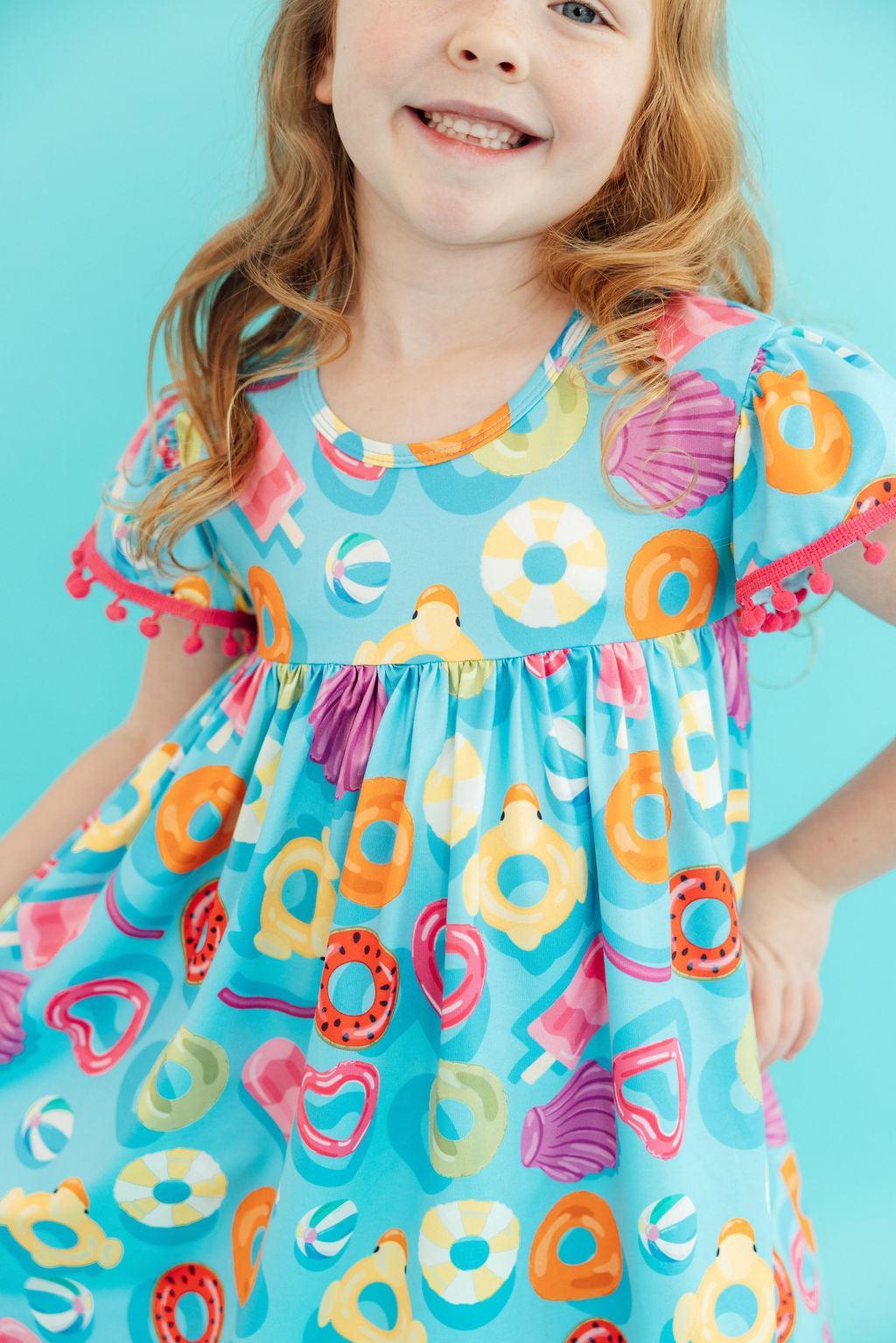 Fun Floaties Pom Pom Dress - Aaria Tees Aaria Tees