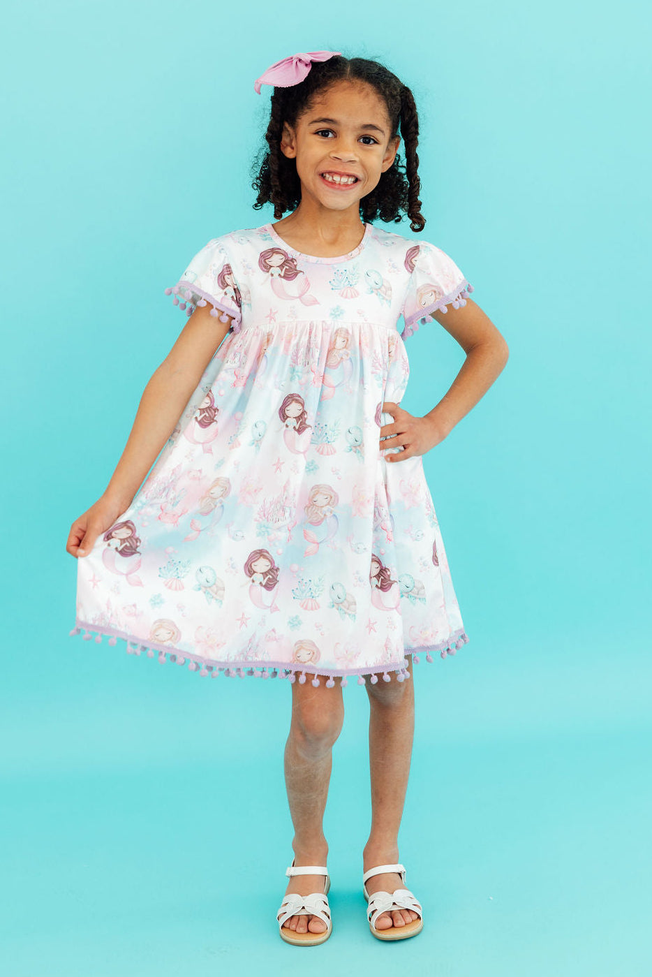 Mermaid Fairytale Pom Pom Dress - Aaria Tees Aaria Tees