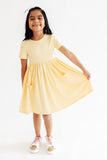 Butter Yellow S/S Pocket Twirl Dress - Aaria Tees Aaria Tees