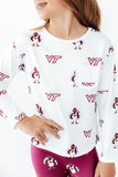 Virginia Tech White Hokie L/S Ruffle Pocket Tee - Aaria Tees Aaria Tees