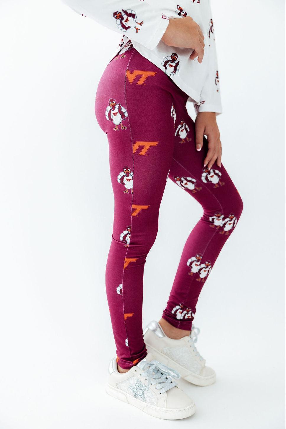 Virginia Tech Maroon Hokie Leggings - Aaria Tees Aaria Tees