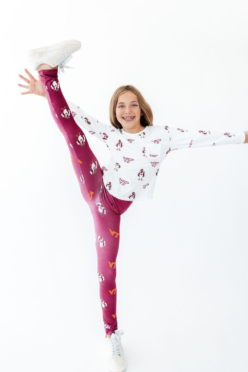 Virginia Tech Maroon Hokie Leggings - Aaria Tees Aaria Tees
