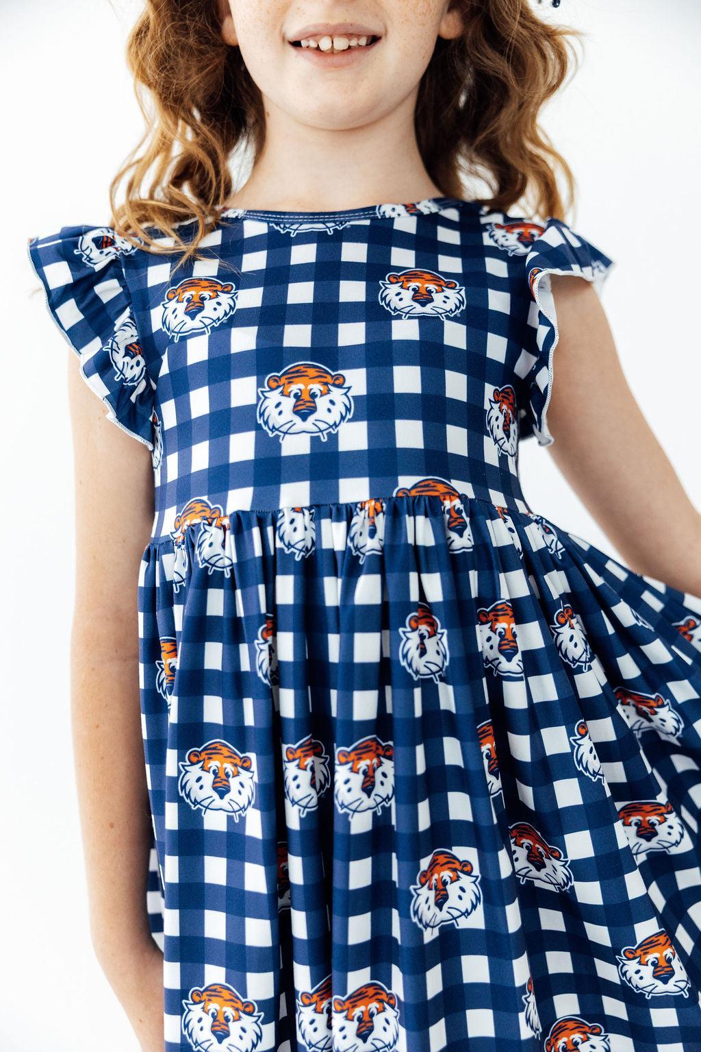 Auburn Plaid Aubie Flutter Twirl Dress - Aaria Tees Aaria Tees