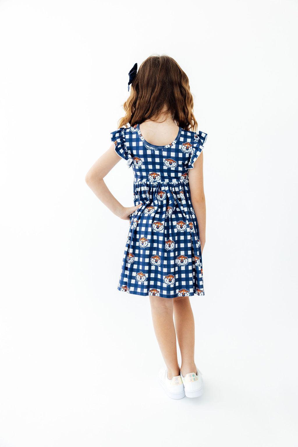 Auburn Plaid Aubie Flutter Twirl Dress - Aaria Tees Aaria Tees