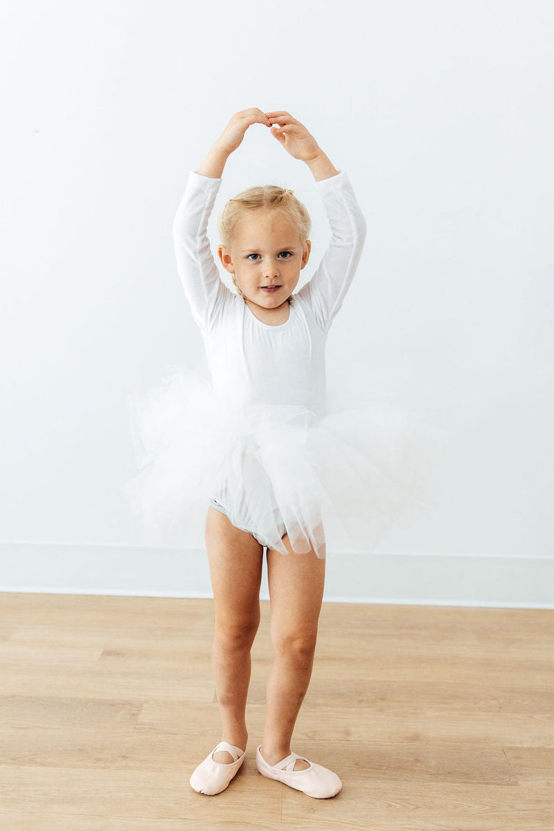 White Velvet L/S Tutu Leotard - Aaria Tees Aaria Tees