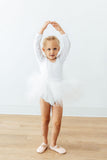 White Velvet L/S Tutu Leotard - Aaria Tees Aaria Tees