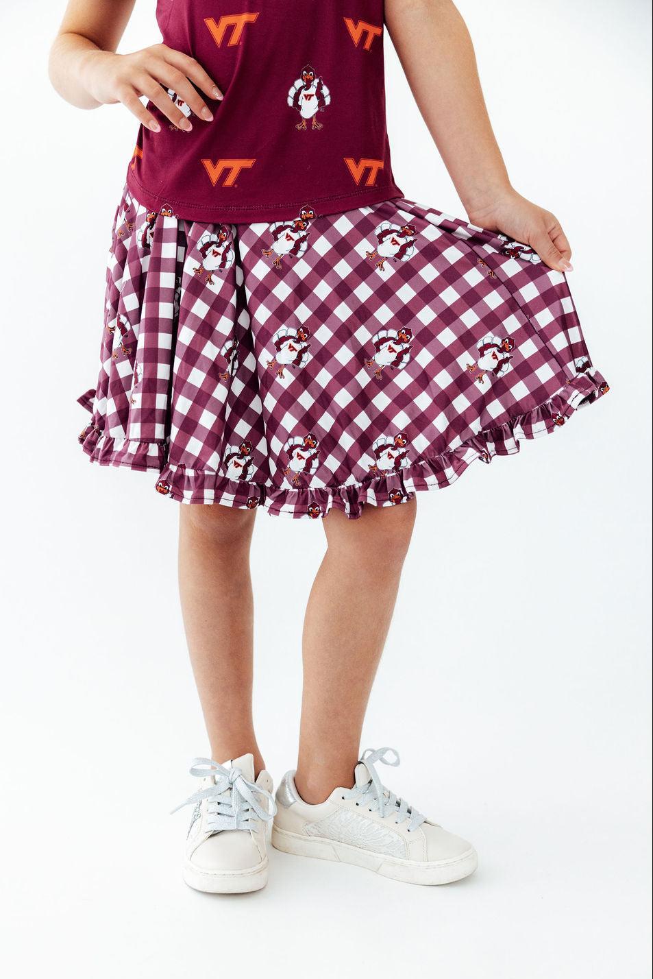 Virginia Tech Plaid Hokie Ruffle Twirl Skort - Aaria Tees Aaria Tees