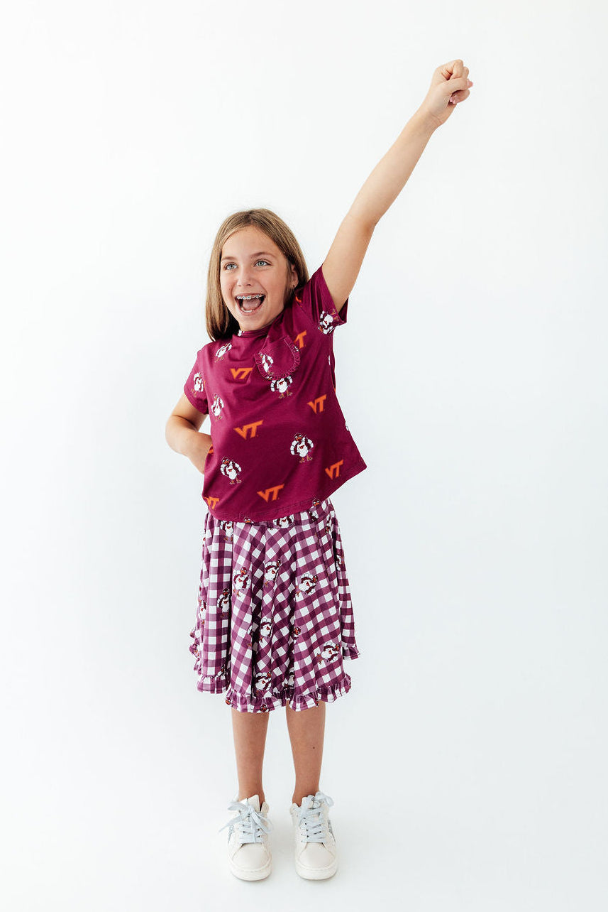 Virginia Tech Plaid Hokie Ruffle Twirl Skort - Aaria Tees Aaria Tees