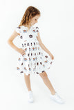 Auburn White Aubie Flutter Twirl Dress - Aaria Tees Aaria Tees