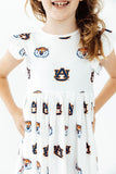 Auburn White Aubie Flutter Twirl Dress - Aaria Tees Aaria Tees
