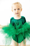 Hunter Green Velvet L/S Tutu Leotard - Aaria Tees Aaria Tees