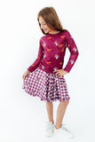 Virginia Tech Maroon Hokie L/S Ruffle Pocket Tee - Aaria Tees Aaria Tees