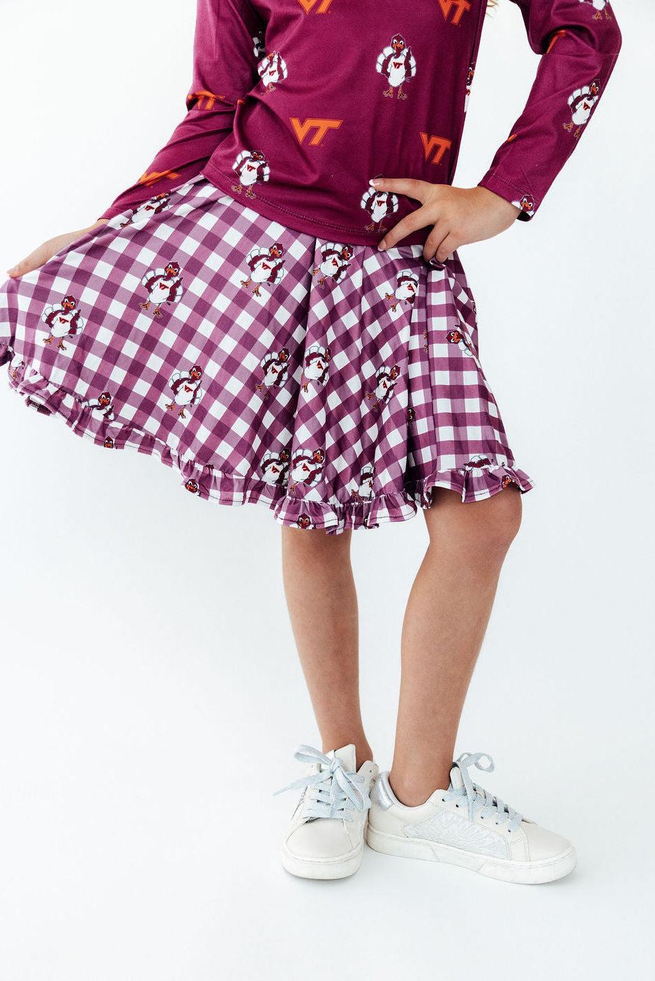 Virginia Tech Plaid Hokie Ruffle Twirl Skort - Aaria Tees Aaria Tees