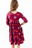 Virginia Tech Maroon Hokie 3/4 Sleeve Pocket Twirl Dress - Aaria Tees Aaria Tees