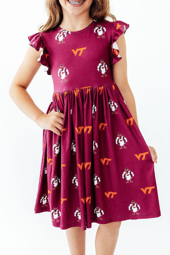 Virginia Tech Maroon Hokie Flutter Twirl Dress - Aaria Tees