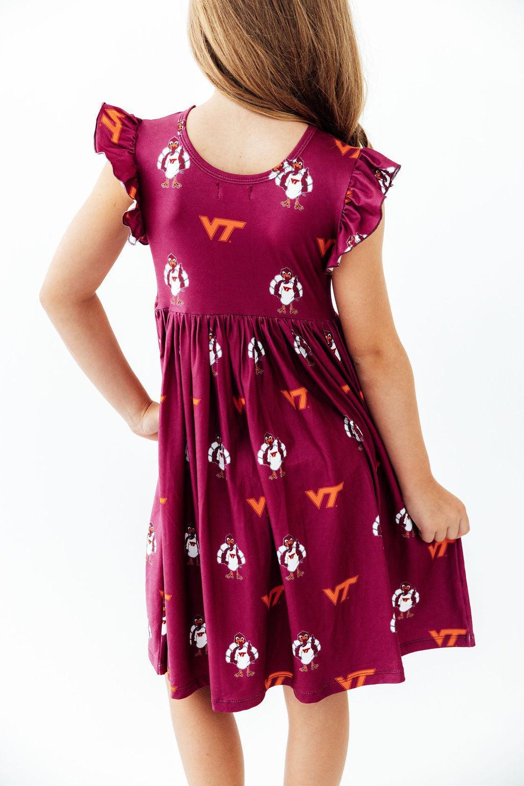Virginia Tech Maroon Hokie Flutter Twirl Dress - Aaria Tees Aaria Tees