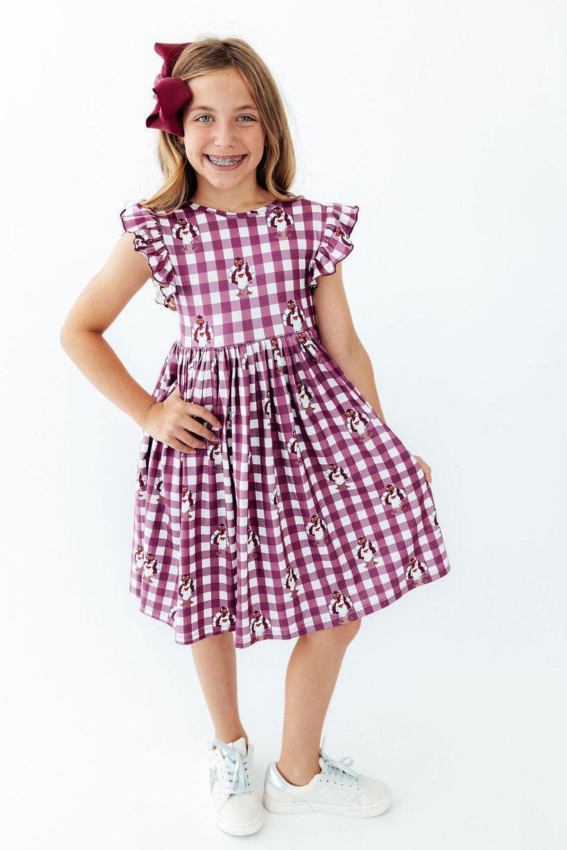 Virginia Tech Plaid Hokie Flutter Twirl Dress - Aaria Tees Aaria Tees