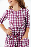 Virginia Tech Plaid Hokie 3/4 Sleeve Pocket Twirl Dress - Aaria Tees Aaria Tees