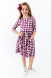 Virginia Tech Plaid Hokie 3/4 Sleeve Pocket Twirl Dress - Aaria Tees Aaria Tees
