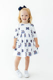 Montana State University White Bobcat 3/4 Sleeve Pocket Twirl Dress - Aaria Tees Aaria Tees