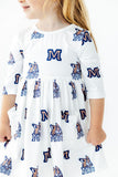 Montana State University White Bobcat 3/4 Sleeve Pocket Twirl Dress - Aaria Tees Aaria Tees