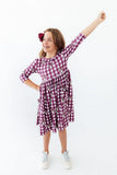 Virginia Tech Plaid Hokie 3/4 Sleeve Pocket Twirl Dress - Aaria Tees Aaria Tees