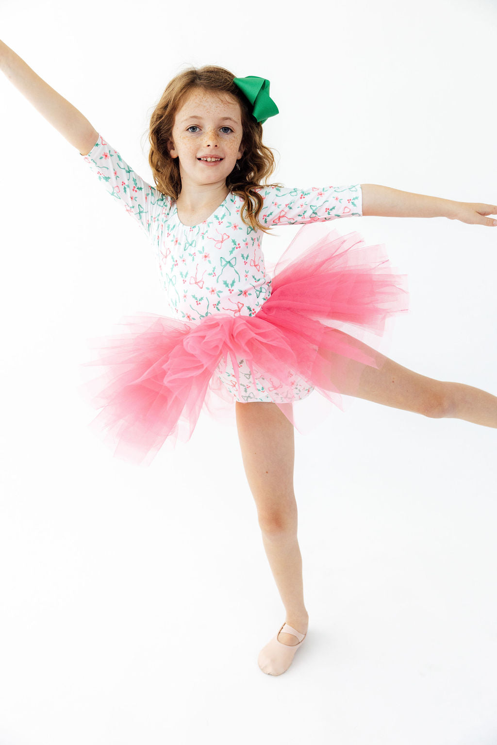 Bows & Mistletoe 3/4 Tutu Leotard - Aaria Tees Aaria Tees