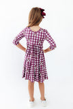 Virginia Tech Plaid Hokie 3/4 Sleeve Pocket Twirl Dress - Aaria Tees Aaria Tees
