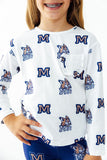 Montana State University White Bobcat L/S Ruffle Pocket Tee - Aaria Tees Aaria Tees