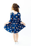 Auburn Blue Aubie 3/4 Sleeve Pocket Twirl Dress - Aaria Tees Aaria Tees