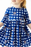 Montana State University Plaid Bobcat 3/4 Sleeve Pocket Twirl Dress - Aaria Tees Aaria Tees