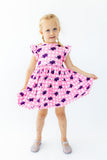 TCU Pink Gingham Frog Flutter Twirl Dress - Aaria Tees Aaria Tees