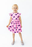 TCU Pink Gingham Frog Flutter Twirl Dress - Aaria Tees Aaria Tees