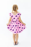 TCU Pink Gingham Frog Flutter Twirl Dress - Aaria Tees Aaria Tees