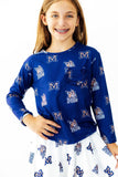 Montana State University Blue Bobcat L/S Ruffle Pocket Tee - Aaria Tees Aaria Tees
