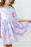 Mermaid Magic 3/4 Sleeve Pocket Twirl Dress - Aaria Tees Aaria Tees