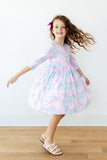 Mermaid Magic 3/4 Sleeve Pocket Twirl Dress - Aaria Tees Aaria Tees