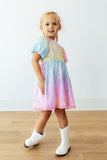 Ombre Puff Sleeve Sequin Dress - Aaria Tees Aaria Tees