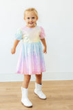 Ombre Puff Sleeve Sequin Dress - Aaria Tees Aaria Tees