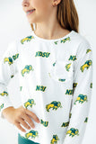 North Dakota State University White Bison L/S Ruffle Pocket Tee - Aaria Tees Aaria Tees