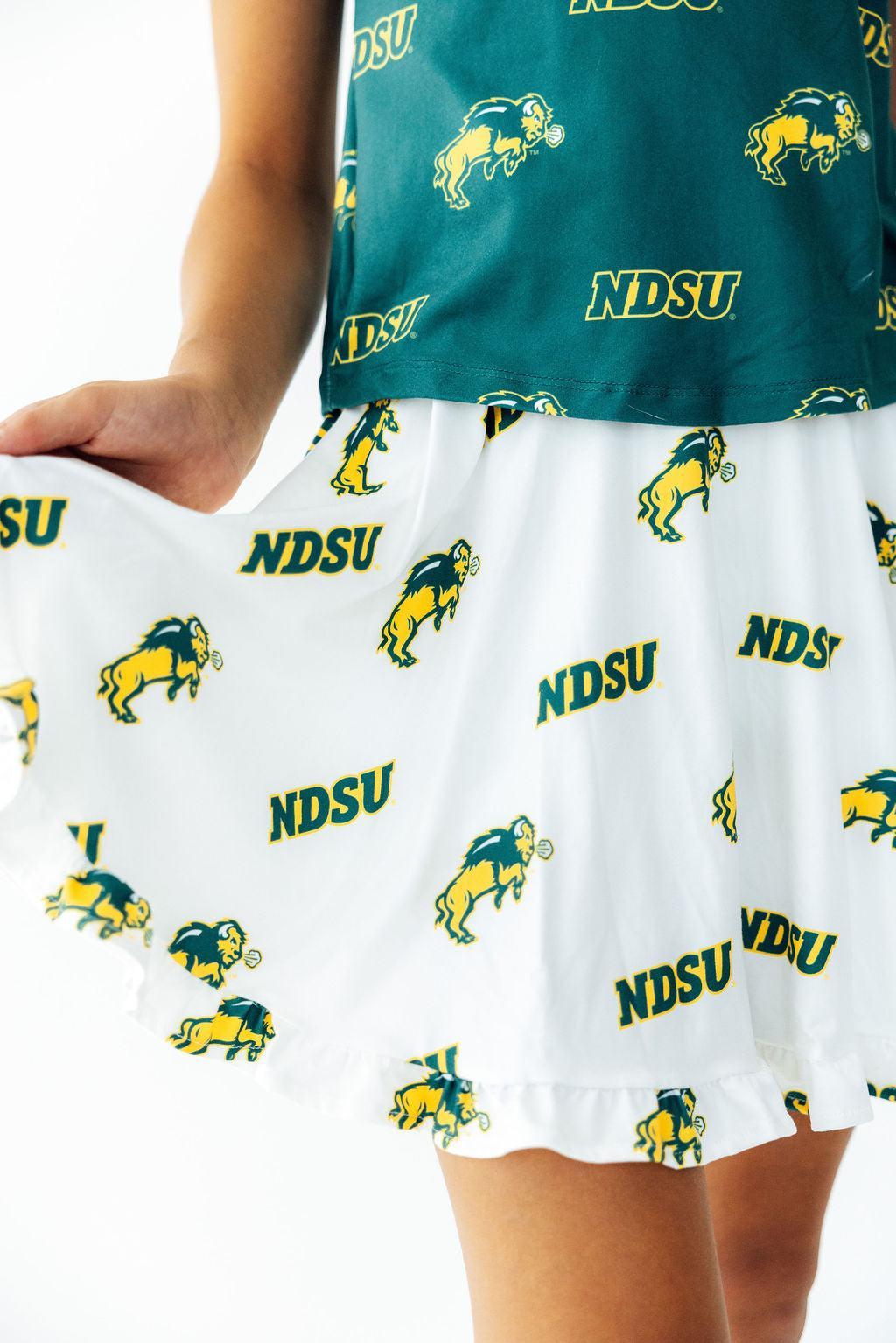 North Dakota State University White Bison Ruffle Twirl Skort - Aaria Tees