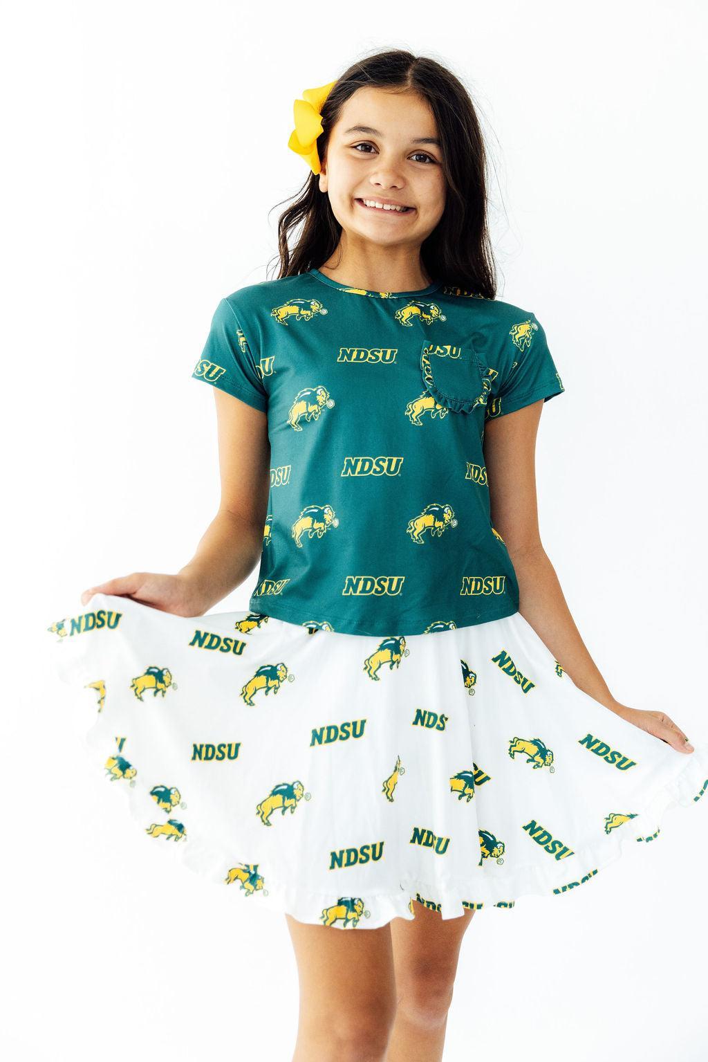 North Dakota State University White Bison Ruffle Twirl Skort - Aaria Tees Aaria Tees