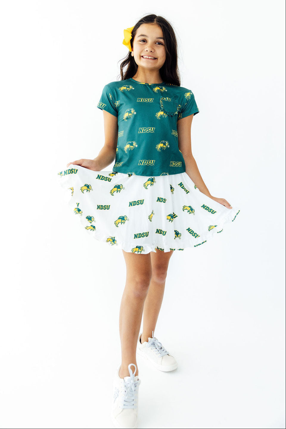North Dakota State University White Bison Ruffle Twirl Skort - Aaria Tees Aaria Tees