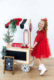 Red Shimmer 3/4 Sleeve Tutu Dress - Aaria Tees Aaria Tees