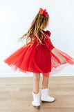Red Shimmer 3/4 Sleeve Tutu Dress - Aaria Tees Aaria Tees