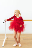 Red Velvet L/S Tutu Leotard - Aaria Tees Aaria Tees