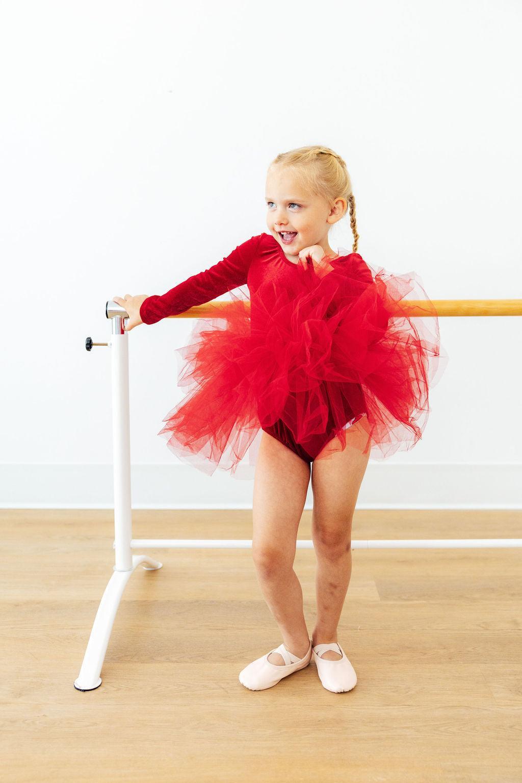 Red Velvet L/S Tutu Leotard - Aaria Tees Aaria Tees
