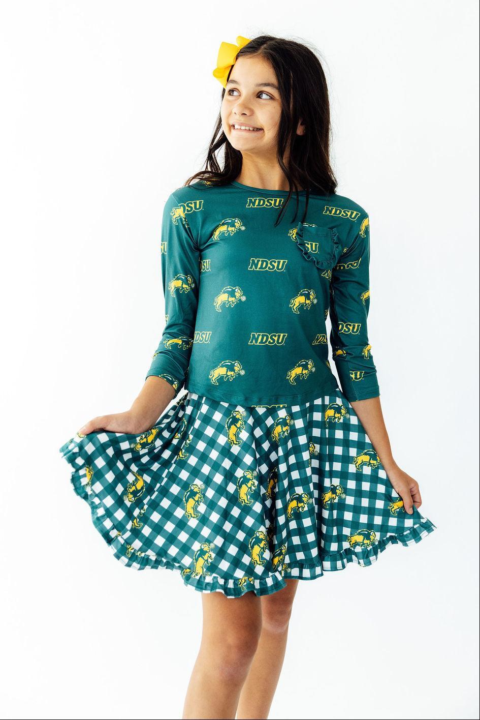 North Dakota State University Plaid Bison Ruffle Twirl Skort - Aaria Tees Aaria Tees